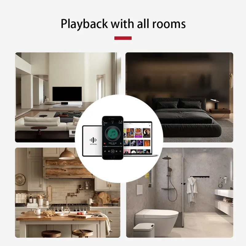 Фото Многофункциональный HiFi-аудио-стример с поддержкой WiFi, BT5.0, AirPlay, DLNA, LAN, воспроизведением с USB-накопителя, HD-ARC, AUX и оптическим выходом. №3