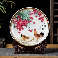 Jingdezhen Ceramic Plate Vintage Chinese Traditional Plate Home Decoration With Base Fine Smooth Surface Furnishing Articles