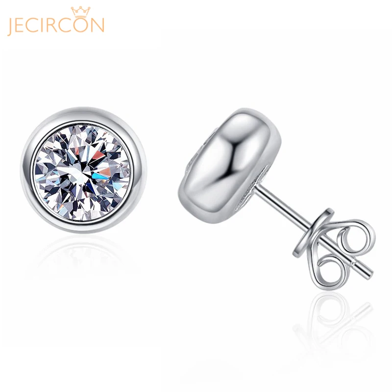 

JECIRCON 100% 925 Sterling Silver Moissanite Stud Earrings for Men/Women 1/2 Carat D Color Temperament Simple Bubble Ear Jewelry