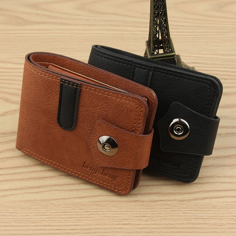 Men's Leather Wallet Short Purse for Man Wallets Credit Card Holder Money Bag Coin Bag Hasp Small Wallet Portafoglio Uomo