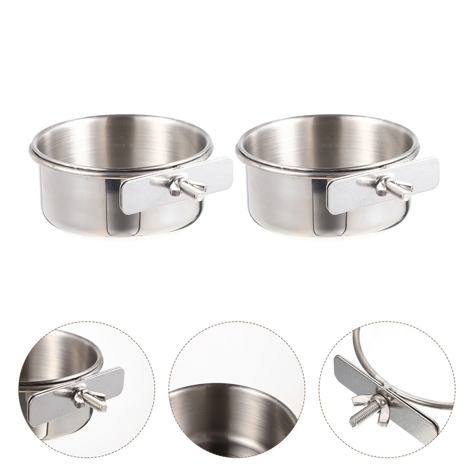 

2 Sets Stainless Steel Parrot Feeder Parrot Water Cage Bowls Parakeet Water Dish for Parrot Bird
