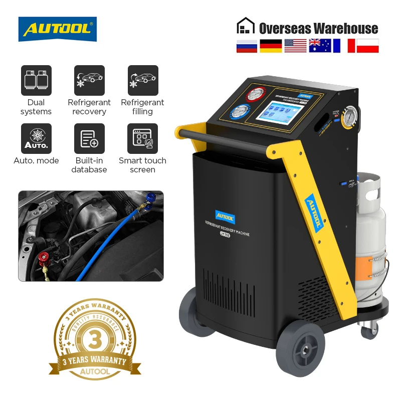 

AUTOOL LM708 Refrigerant Recovery Machine 3/8HP Vacuuming & Refueling & Refrigerant Recycle Filling Machine for R134a & R1234yf