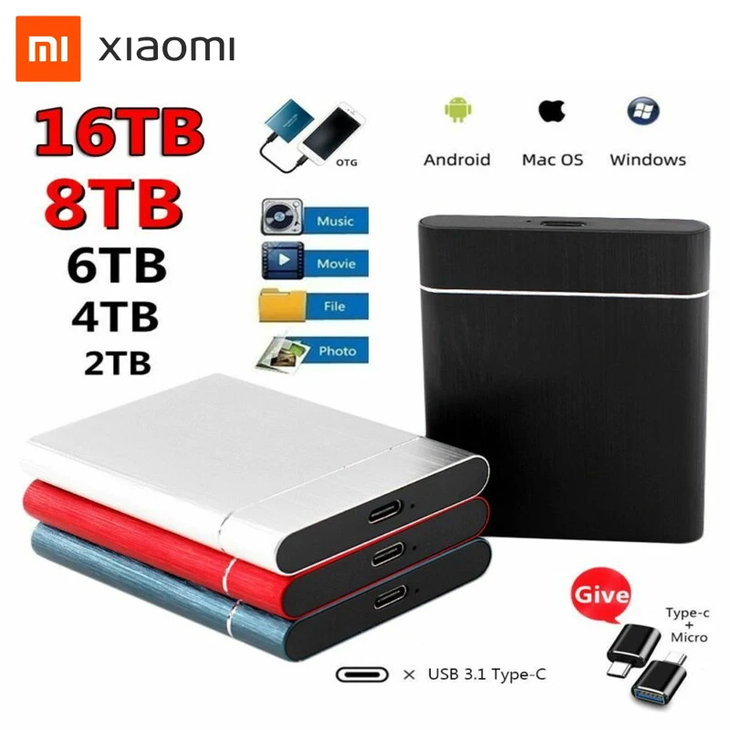 

Xiaomi Hard Drive Disks Portable SSD USB 3.1 Type-C SSD Solid State Drive For PC Computer Storage Device Capacity Expander