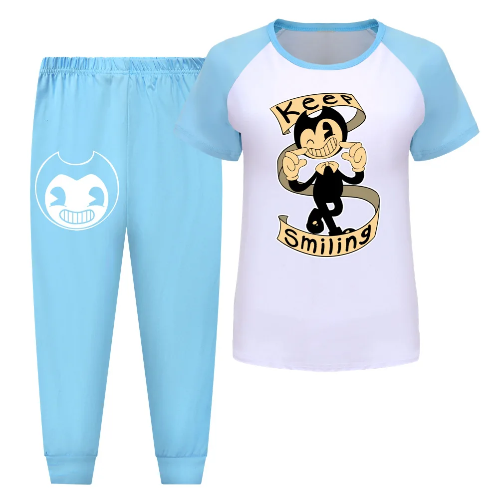 

Bendying and The Ink Machine Costume Kids Summer Short Sleeve Tshirt Pants 2pcs Sets Toddler Girls Outfits Boys Casaul SportWear