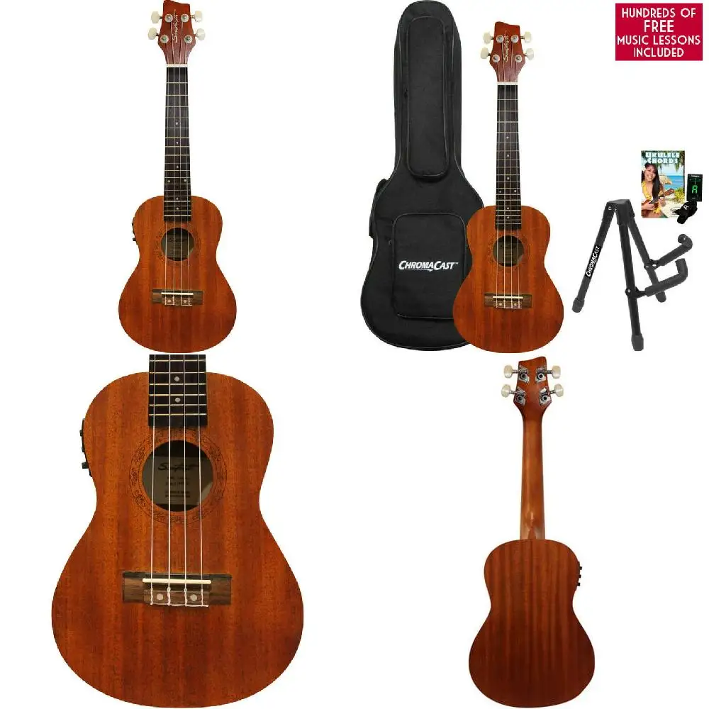 

gi Elegant Perfect Series Concert Ukulele Set with Preamp, Stand, Tuner, Bag, Quick Start Guide & Free Music Lessons for Beginne