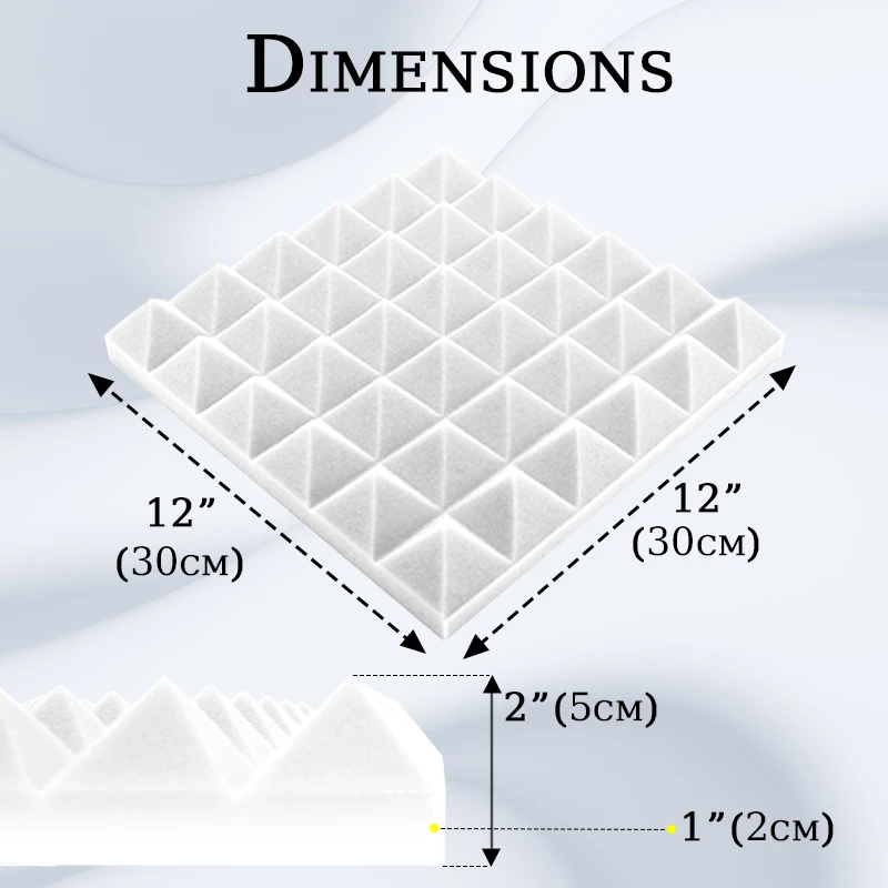 Акустическая пена TOUO Pyramid 6/12/24 шт. звукопоглощающие настенные панели высокой