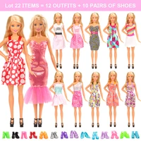 fashion 22 itemslot doll accessories kids toys 12 doll dress random 10 dolls shoes object for barbie dressing diy present