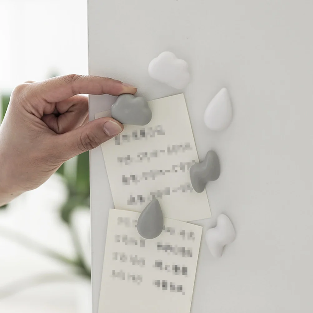 

6PCS Cloud Magnet Refrigerator Sticker Creative Magnetic Tape Refrigerator Message Decorative Magnetic Stickers White Grey