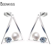 qeenkiss eg8199 fine jewelry wholesale fashion woman girl wedding birthday gift triangle titanium stainless steel stud earrings