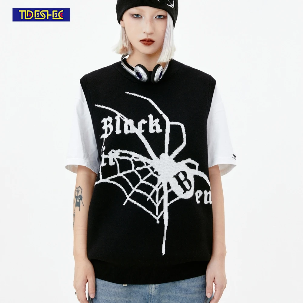 

Женский трикотажный свитер без рукавов, в стиле Харадзюку