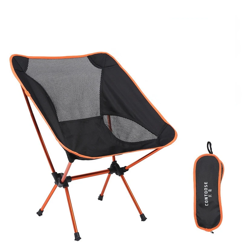 

Aluminum Alloy Outdoor Chair Travel Ultralight Portable Moon Chair Beach Chair Foldable Fishing Leisure Draw Backrest Stool