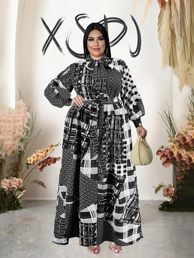 

Elegant Casual Women Dresses Ladies Plus Size Clothing Long Soft Dresses with Belt Winter Maxi Dress Wholesale Dropshipping