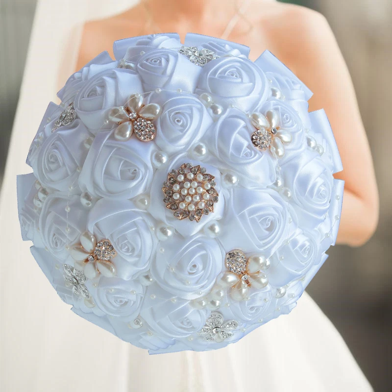 

1pc/lot White Wedding Bridal Bouquet With jewelry