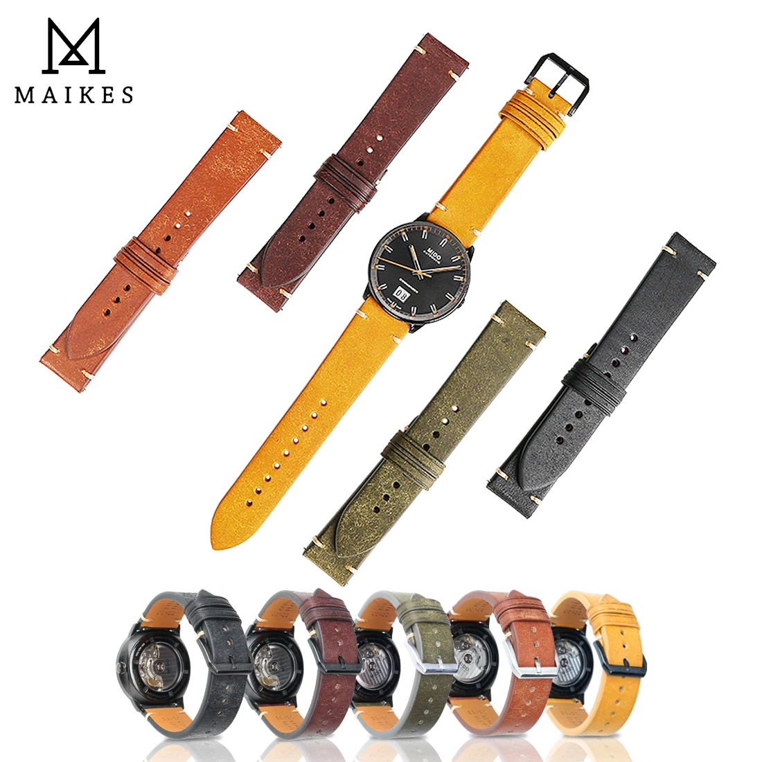 

Luxury Genuine Leather Watch Bands 18mm 20mm 22mm Men Women Black Brown Yellow Watchband for Casio Quick Release Watch Strap