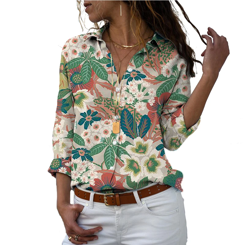 Женская свободная рубашка в европейском и американском стиле с длинными