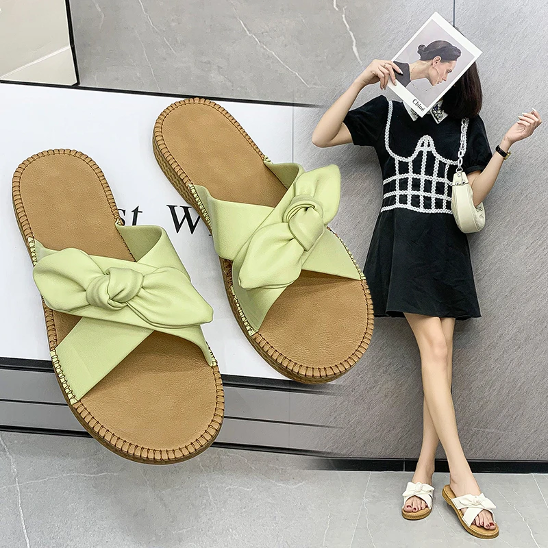 

Summer Sandals Women Shoes Fashion Bowknot Ladies Slides Open Toe Casual Female Shoes Woman Comfort Flip Flops 2022