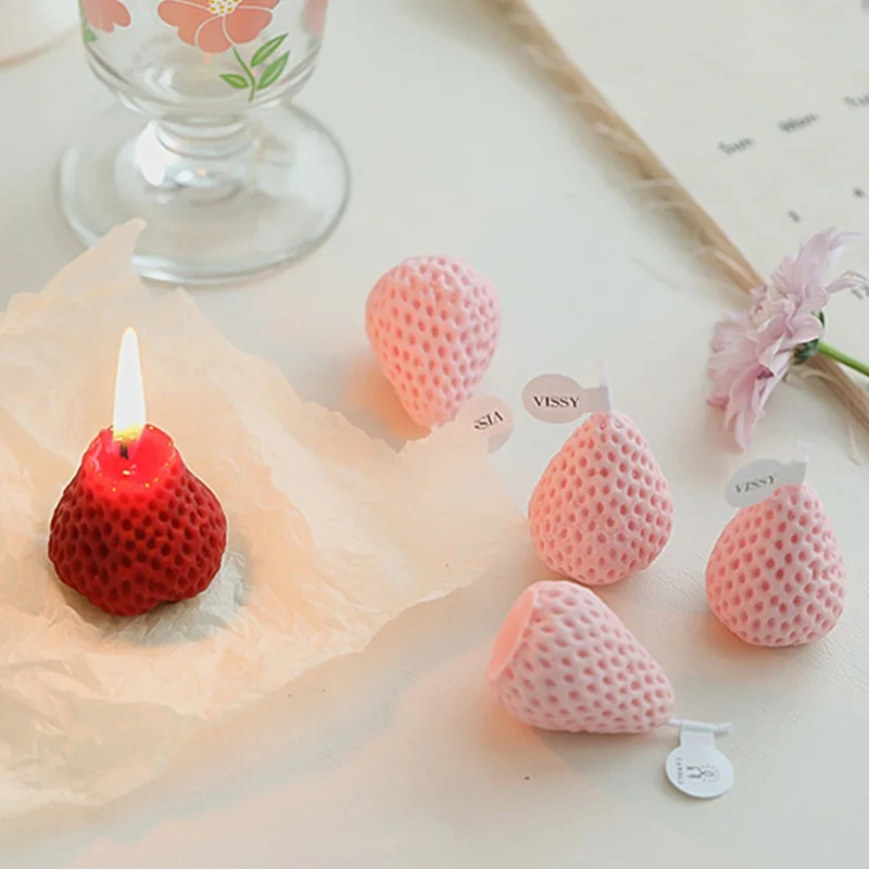 

1/4Pcs Strawberry Decorative Aromatic Candles Soy Wax Scented Candle For Birthday Wedding Candle Aromatherapy Gift Party Decor