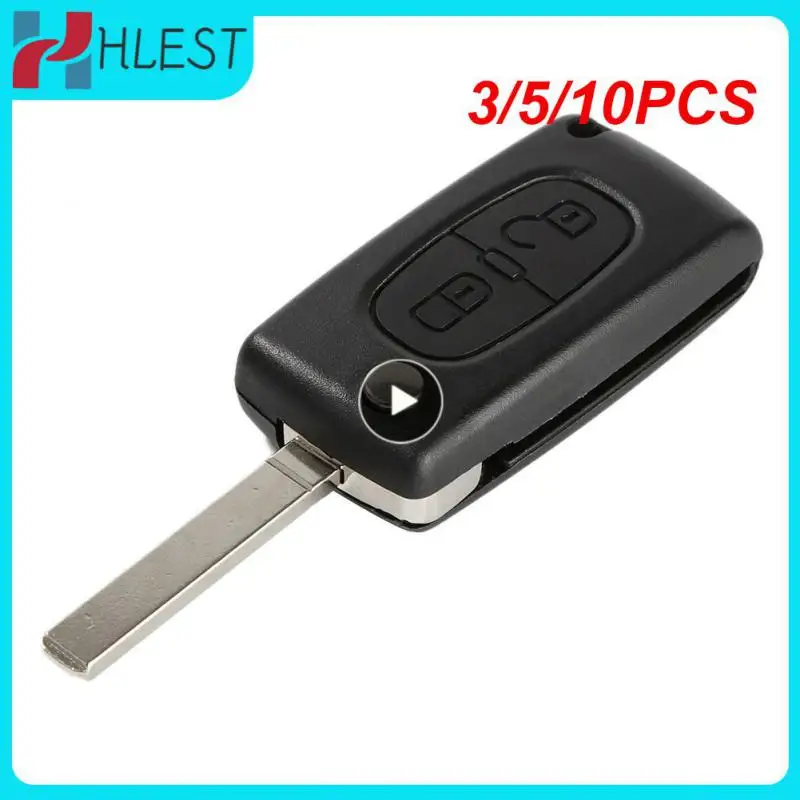 

10PCS Flip Keyless Entry Remote Key Shell Case Cover Replacement 2 Button with Uncut Blade for 407 408 307 308 107 207