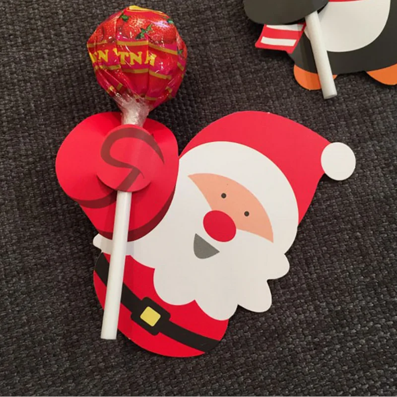 50Pcs Santa Claus Paper Lollipop Gift Package Decor Barley Sugar Card Candycane Goods Christmas Decoration Home Party Navisad