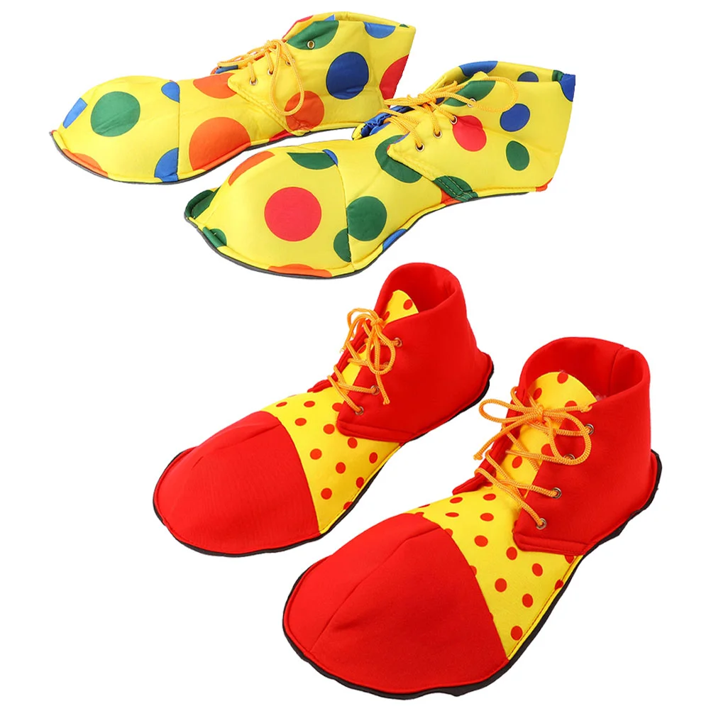 

2 Pairs Halloween Costumes Clown Cosplay Props Supplies Aldult Performance Shoes Fabric Accessories