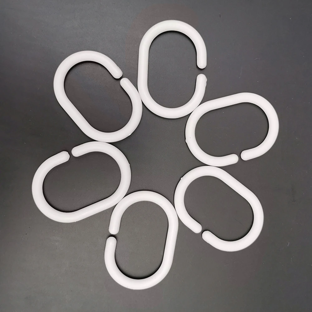 

Bathroom Hooks Accessories C-Shaped Curtain Guide Hanger Plastic Privacy Spare Parts White 12pcs Rail Rings Shower