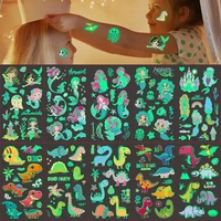 5pcs luminous tattoo stickers child kid temporary fake tattoos glow paste on face arm leg for children body art mermaid dinosaur