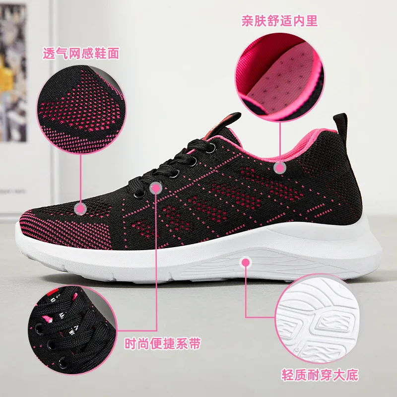Women Running Shoes Fashion Breathable Walking Mesh Flat Sneakers Gym White Female Footwear
