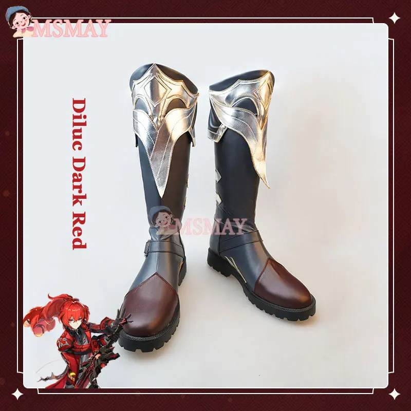 Diluc Dark Red New Skin Cosplay Leather Shoes Unisex Role Pl