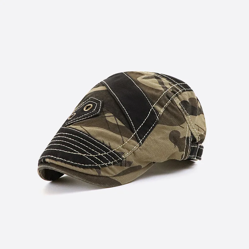 

Retro Camo Newsboy Caps Classic Cotton Cabbie Hat Vintage Flat Cap Casual Beret Hat Summer Autumn Driving Hats