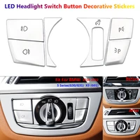 abs chrome car led headlight switch button decoration cover trim stickers for bmw new 5 series g30 x3 2018 2022 interior styling