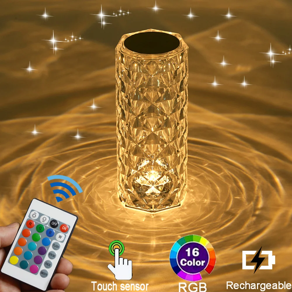 16 Colors Touch Adjustable Romantic Diamond Atmosphere Light Usb Touch Night Light