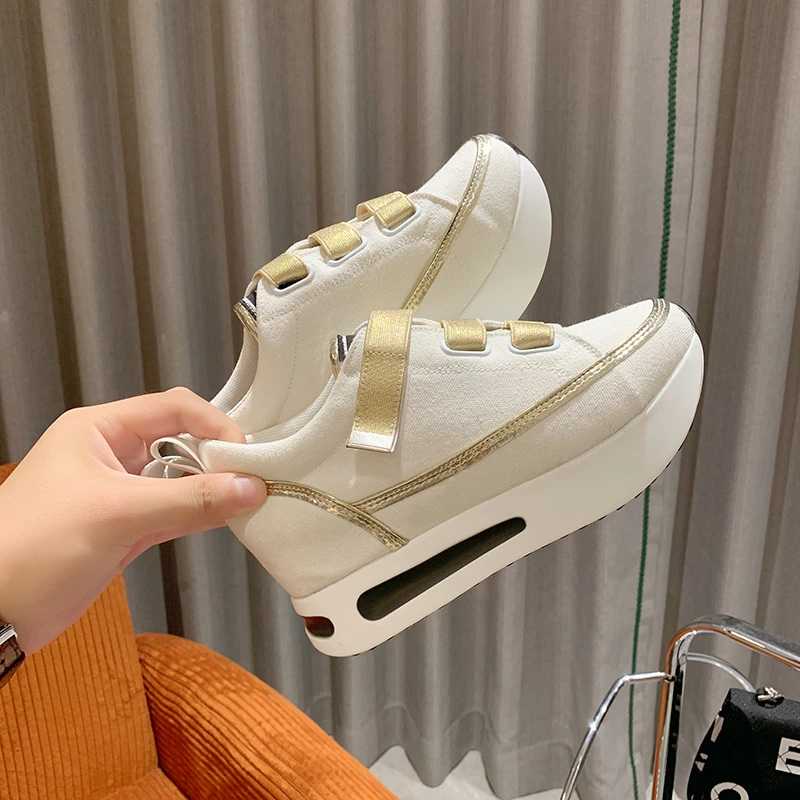 

Женские кроссовки с вулканизированной подошвой, кроссовки на платформе, повседневная спортивная обувь для бега на плоской подошве, осень ...