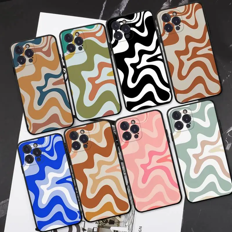 

Liquid Swirl Abstract Pattern in Beige Sage Green Phone For iPhone 14 11 12 13 Mini Pro XS Max Cover 6 7 8 Plus X XR SE 2020