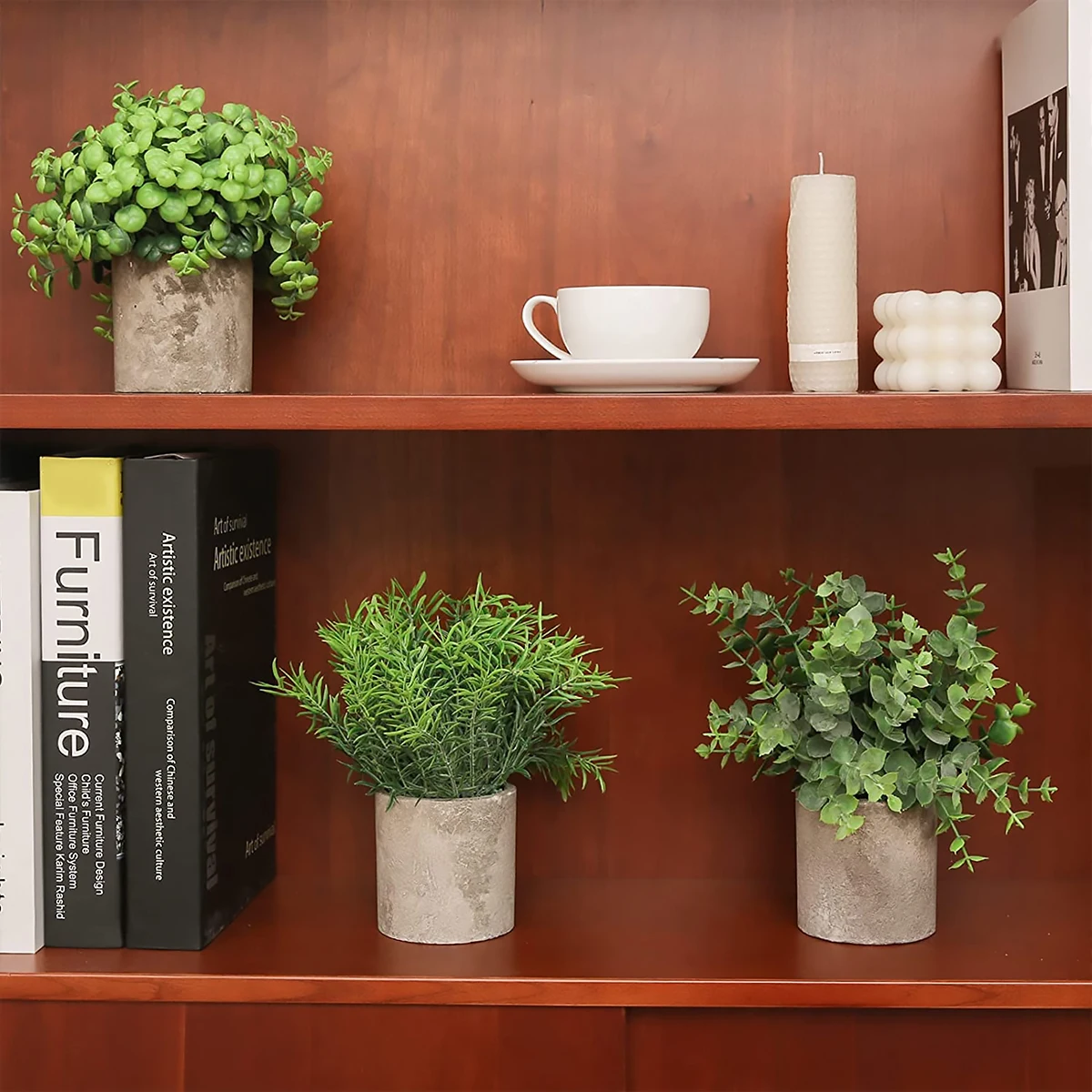 

3Pcs Mini Faux Potted Plants Artificial Eucalyptus Leaf Potted Plant Duckweed Leaf Potted Plant Rosemary Potted Plant Plastic