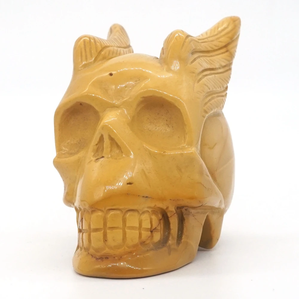 

Skull Wing Statue Figurine Natural Mookaite 3" Gemstone Crystal Healing Reiki Craft Gift Sculpture Specimen Mineral Home Decor