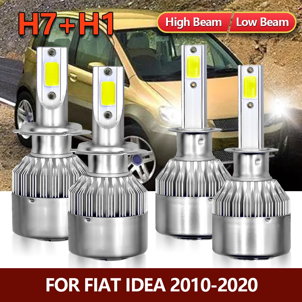 

4x LED Headlight Bulbs High H1 Low H7 Combo COB Lamp Kit For Fiat Idea 2010 2011 2012 2013 2014 2015 2016 2017 2018 2019 2020