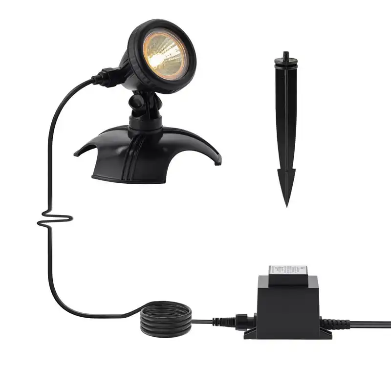

50-Watt Waterproof Light with Transformer, Base, and Garden Stake, Black