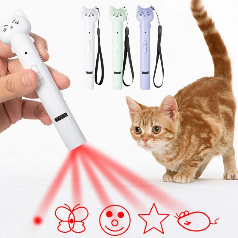 

USB Rechargeable Laser Cat Teaser Stick Infrared Laser Light Pattern Projection Cat Toys Pet Supplies Cat Teaser Pen