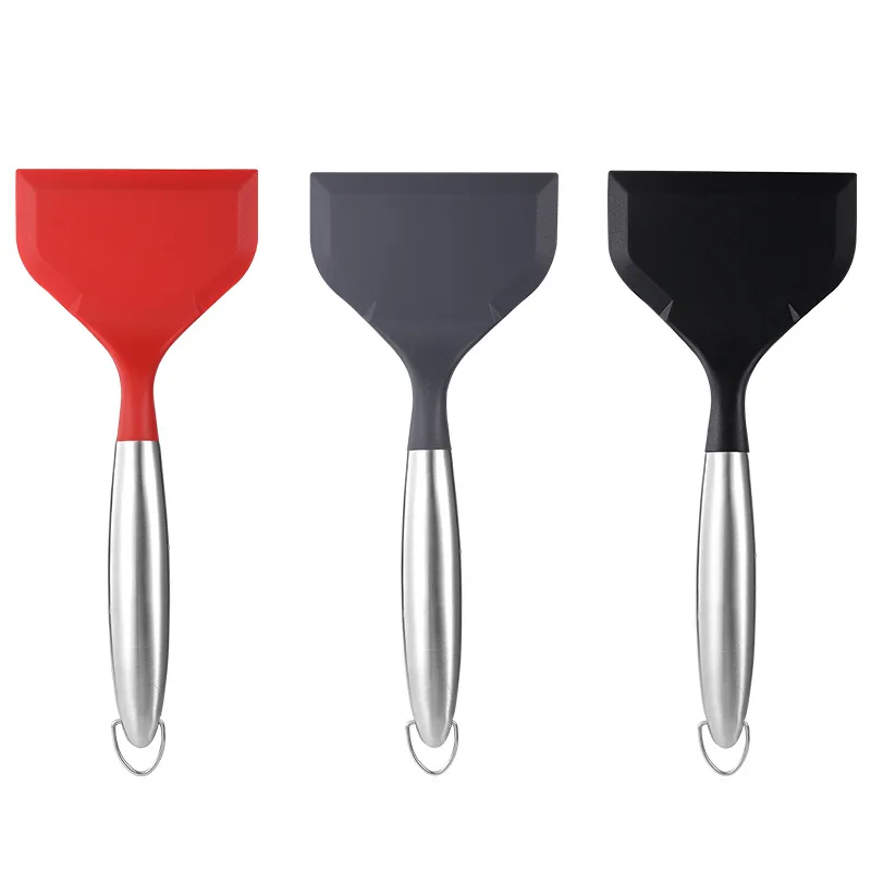 

New Silicone Stainless Steel Cake Shovel Kitchen Pizza Peels Omelette Pancake Spatula High Temperature Cooking Baking Tools