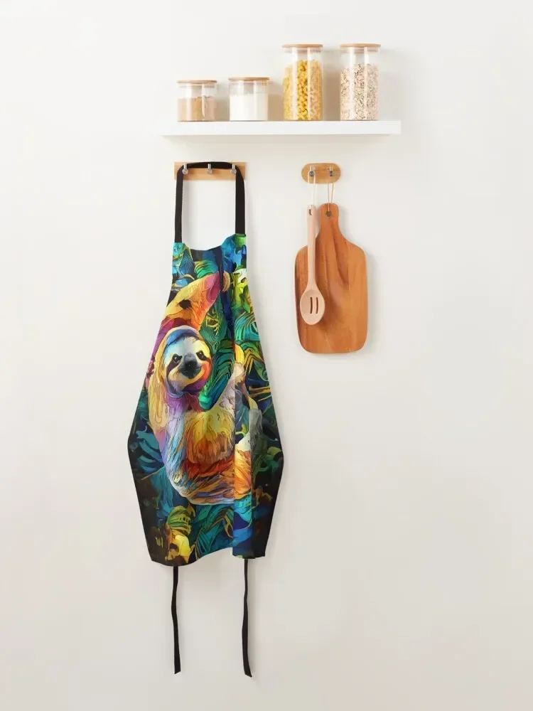 Красочный фартук-ленивец кухонная куртка женский фартук с росписью