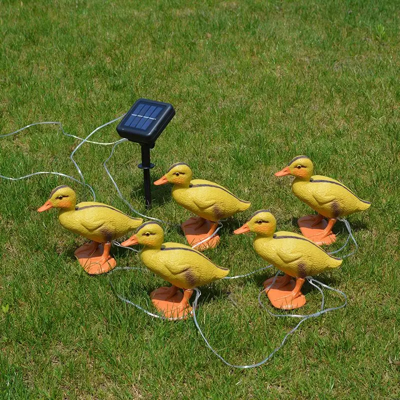 5 in 1 LED Solar Duck Shape Stake Light Solar Powered Outdoor String Lights Home Garden Decorative Lawn Yard Lamp