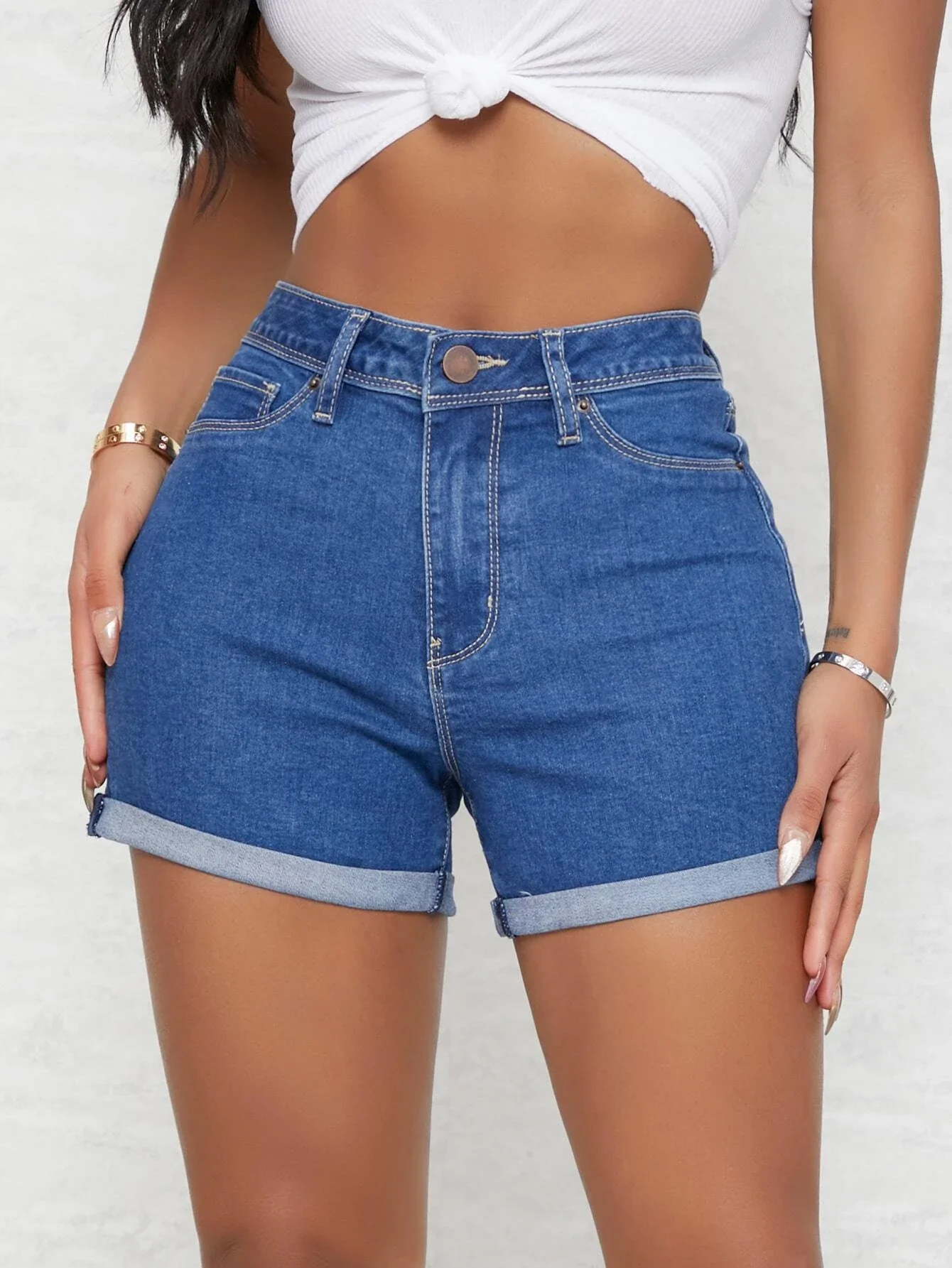 

Curvy High Waist Denim Shorts