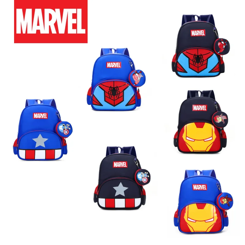 

Captain America Spiderman Children School Bag Marvel New Kindergarten Iron Man Fashion Ridge Protection Large-capacity Backpack