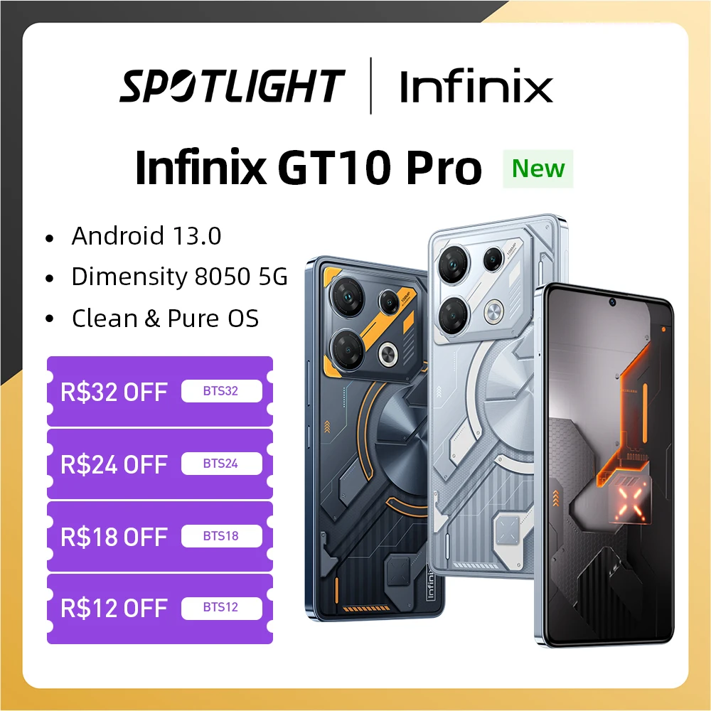 

Infinix GT 10 pro Dimensity 8050 5G 108MP 5000mAh 45W SuperCharge 6.67" 120Hz NFC Android 13 Clean & Pure OS