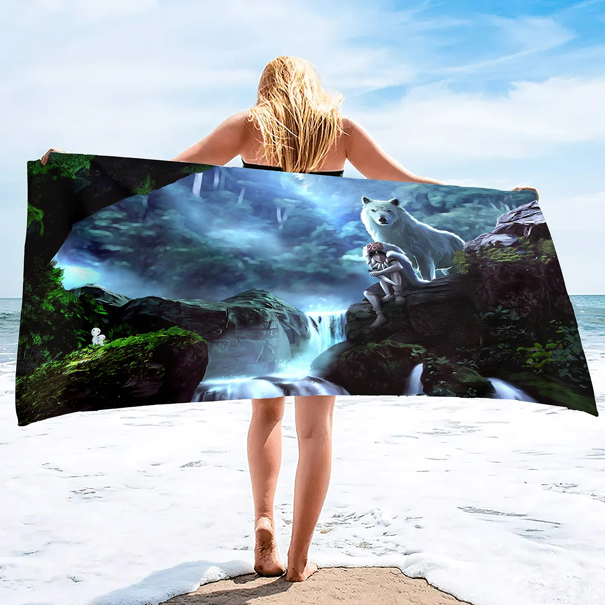 

Wolf Beach Towels Wild Animal Design Soft Sand Free Super Absorbent Quick Dry Pool Towel for Bathroom Kitchen Decorative Towels