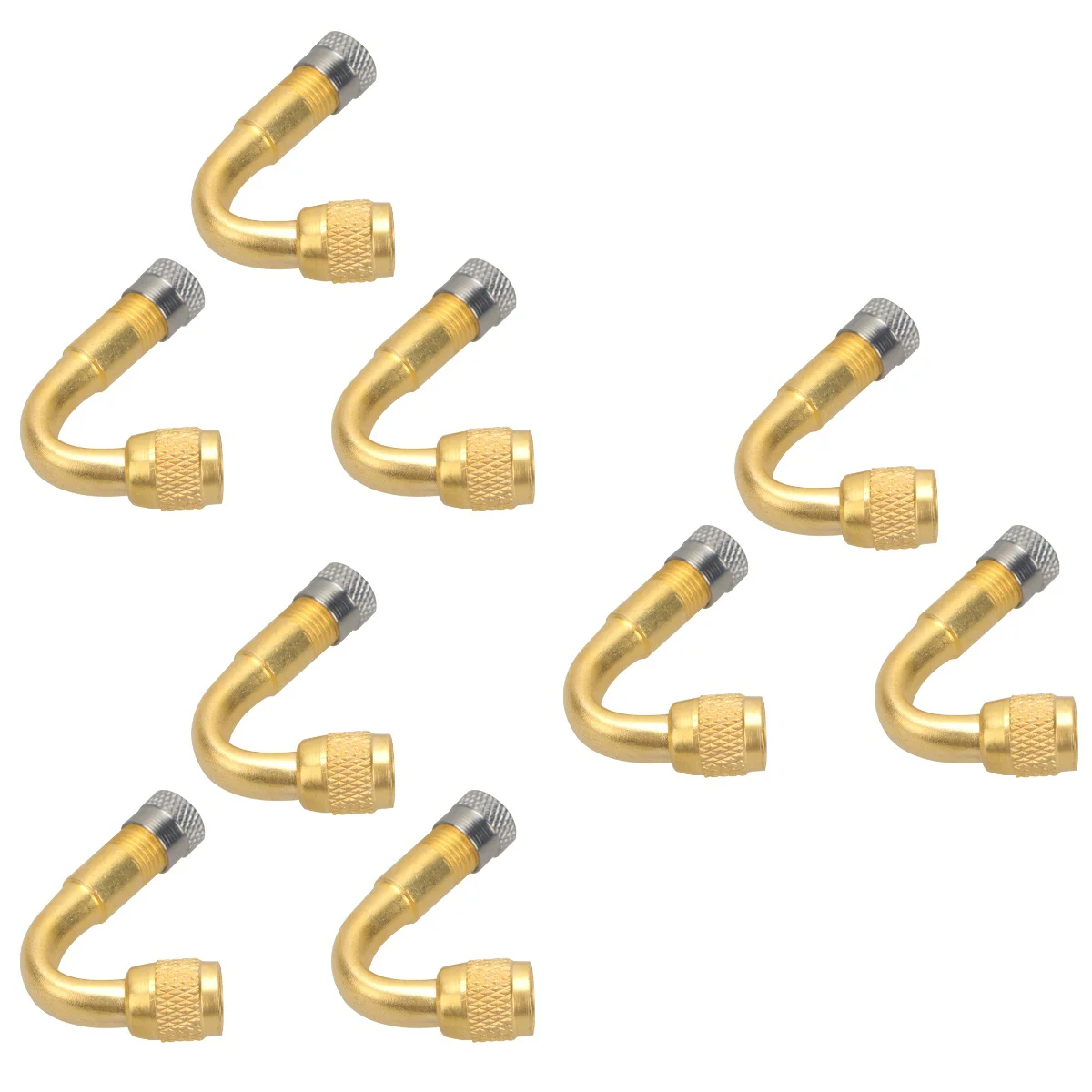 

9 PCS Tire Stem Extension Adapters 45 Degree Curved Tyre Inflating Mouth Converter for Car Truck Motorcycle Trailer RV Trailer