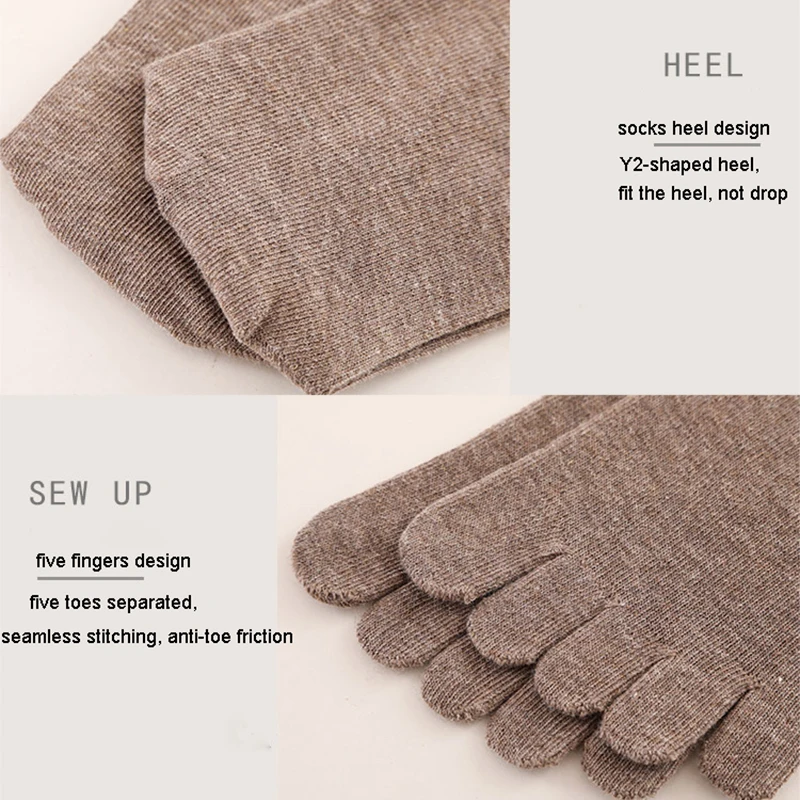 5 Pairs Socks Women's Five Finger Cotton Socks Solid Breathable Soft Warm Separate Toe Elastic Short Harajuku Socks with Toes
