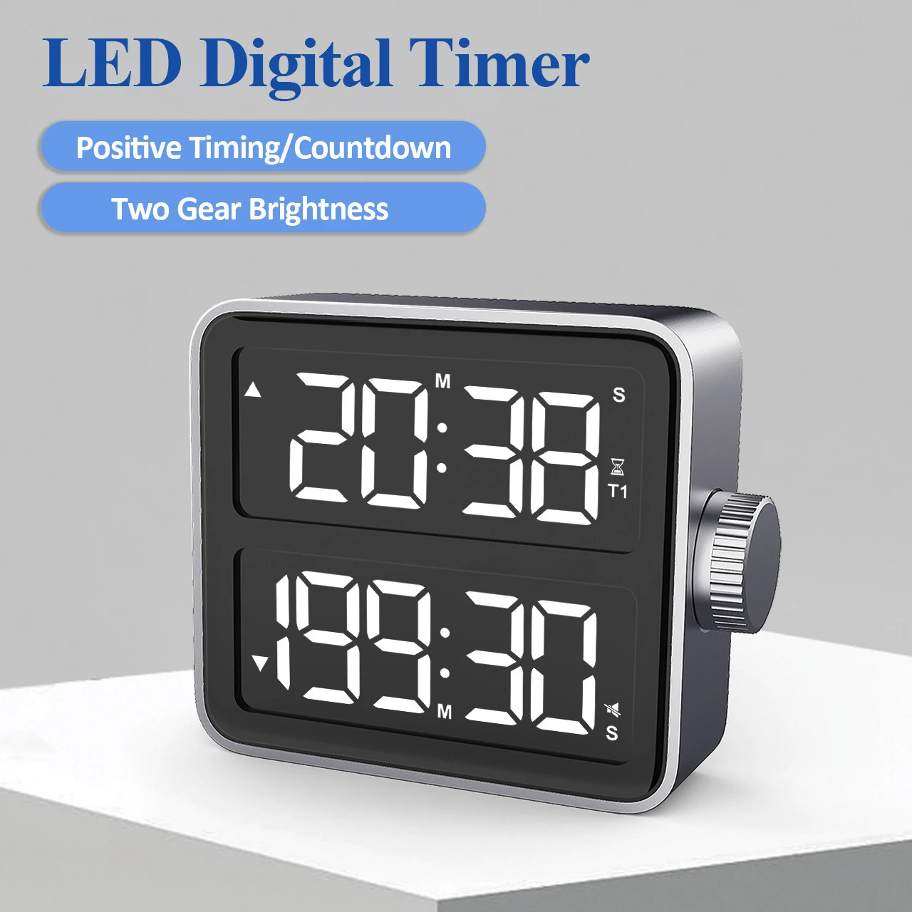 

Кухонный таймер с цифровым экраном, большой телефон, дисплей с двумя каналами, обратный отсчет, секундомер, цифровой таймер для приготовления пищи, выпечки, спорта