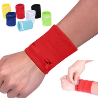 1pcs sport wristband with zipper cotton pressurized wrist wallet fitness running bike travel wrist support wrist key storage bag