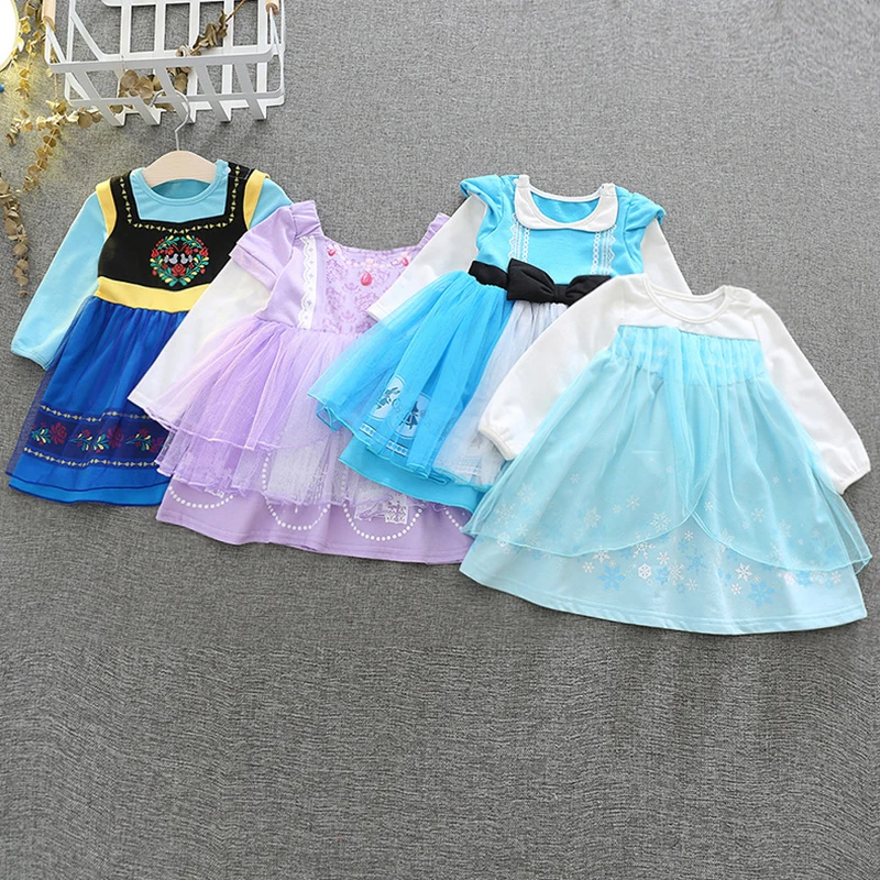 

Disney Girls Princess Dress Alice Cinderella Sofia Anna Snow White Cosplay Costume Spring Fall Long Sleeve Birthday Party Dress